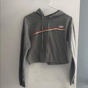 Vans Gray Cropped Hoodie with Rainbow Stripe